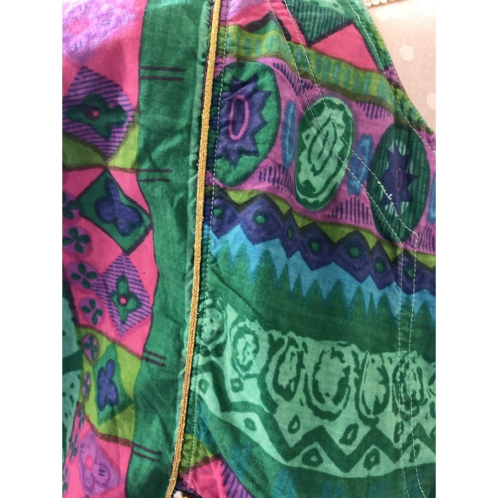 Vtg Kaftan 100% Cotton Long Kaftan Dress Caftan Vibrant Colors Kimono One Size - Picture 3 of 10